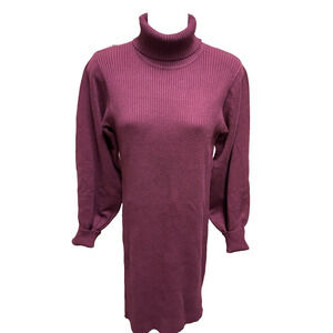 Idem Ditto Womens Sweater Dress Size Medium Turtleneck Maroon Wine New Tunic